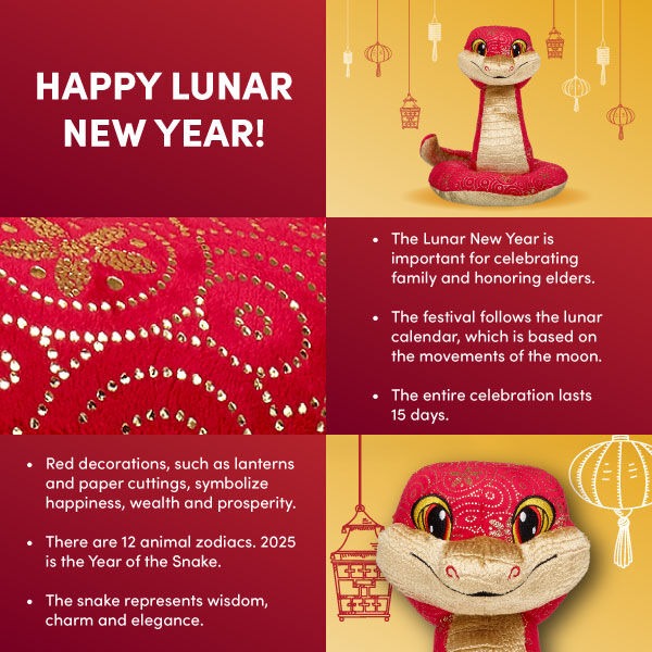 Lunar New Year Red and Gold Snake Stuffed Animal - Image 3