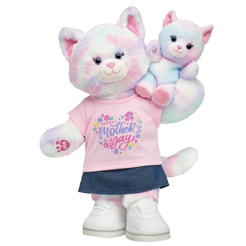 Pastel Swirl Kitty Stuffed Animal & Build-A-Bear Mini Beans? Mother's Day Gift Set