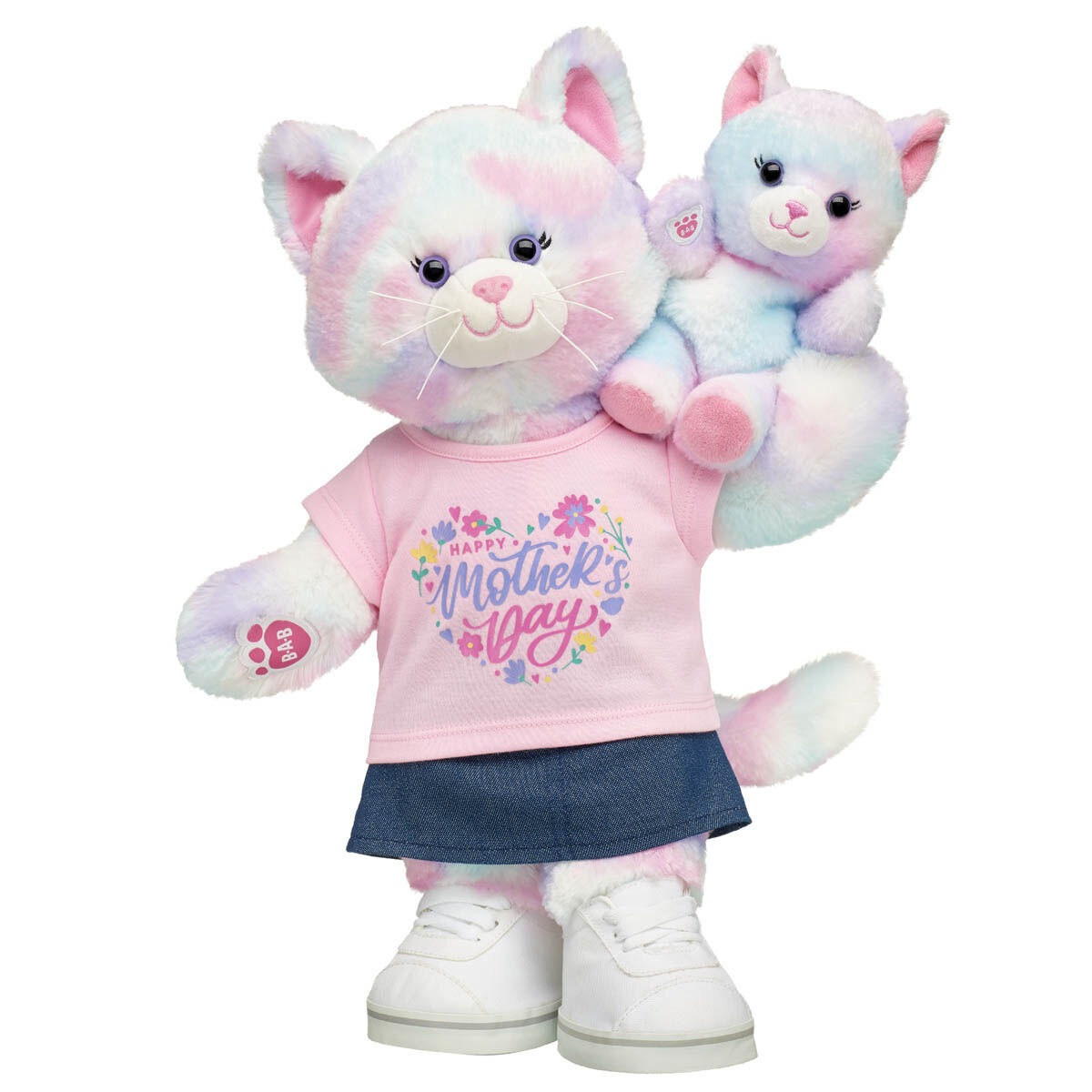 Pastel Swirl Kitty Stuffed Animal & Build-A-Bear Mini Beans Mother's Day Gift Set