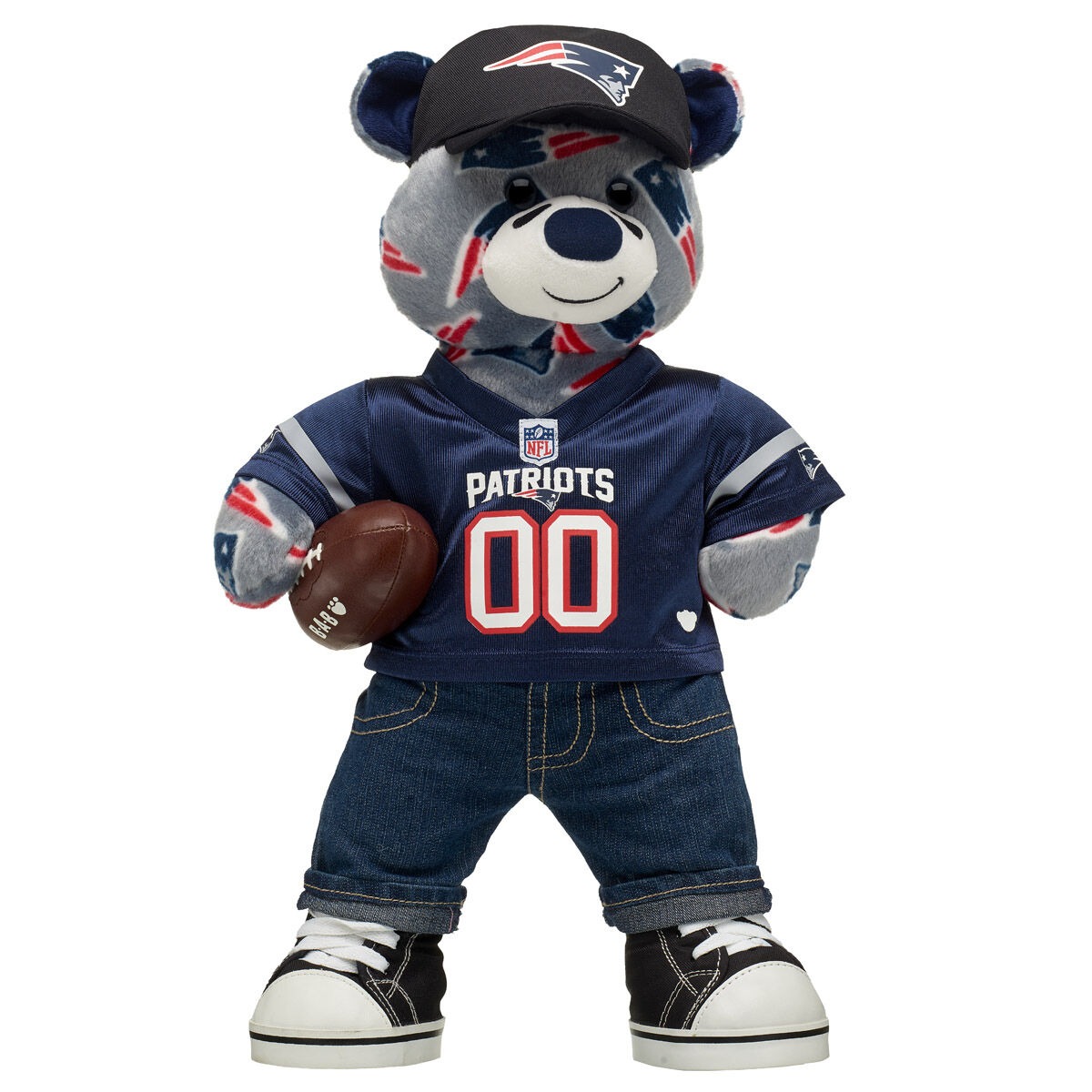 New England Patriots Football Teddy Bear Fan Hat and Football Gift Set