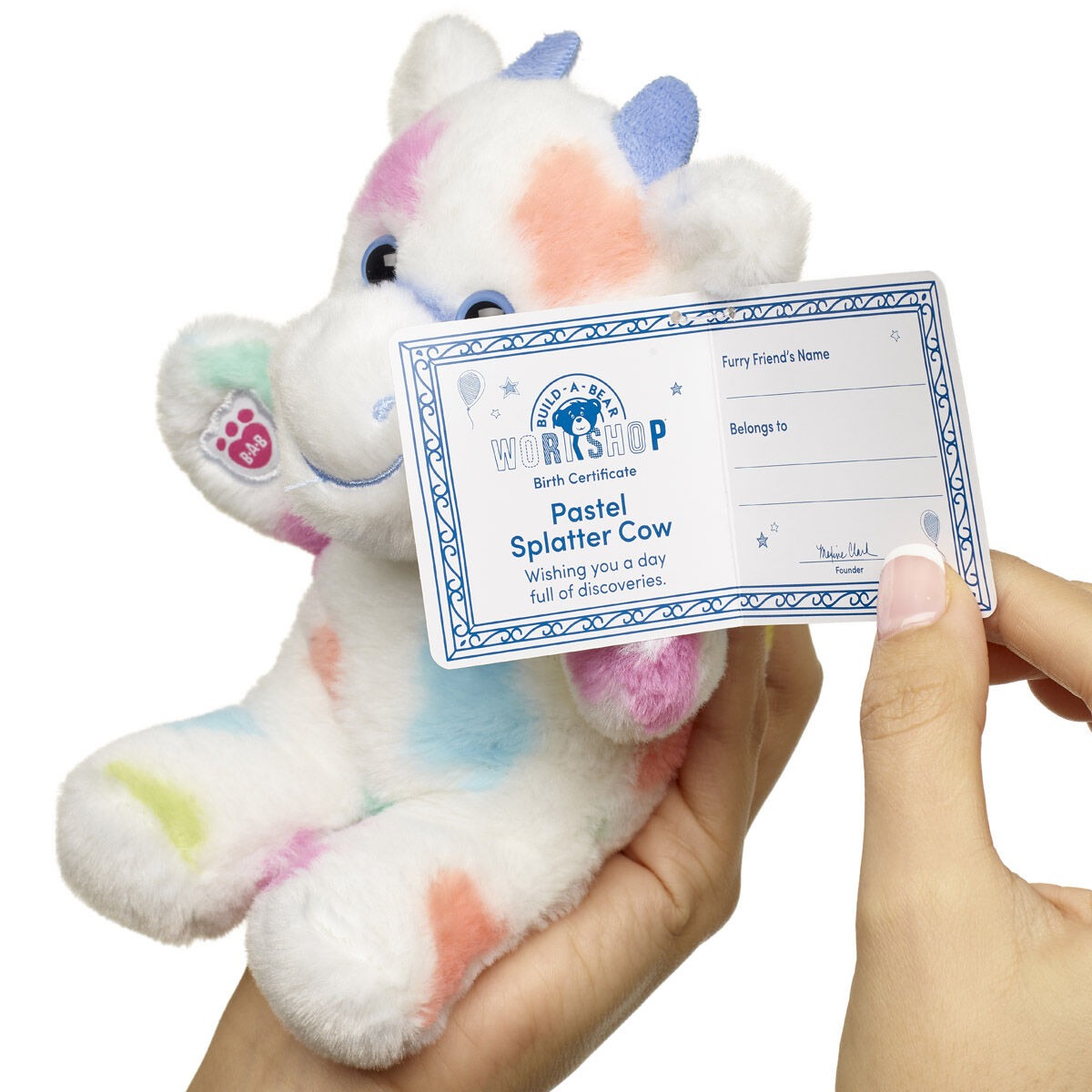 Build-A-Bear Mini Beans Colorful Splatter Cow Stuffed Animal - Image 3