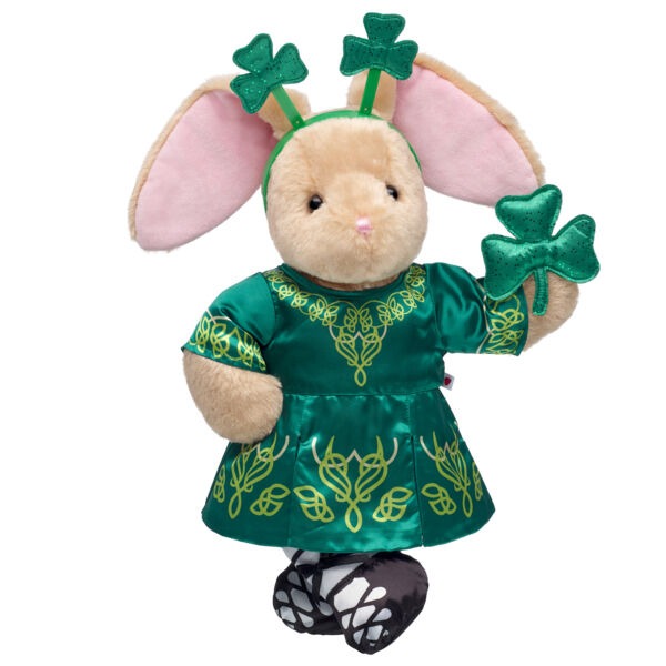 Pawlette Bunny Plush Irish Dance Gift Set with Shamrocks