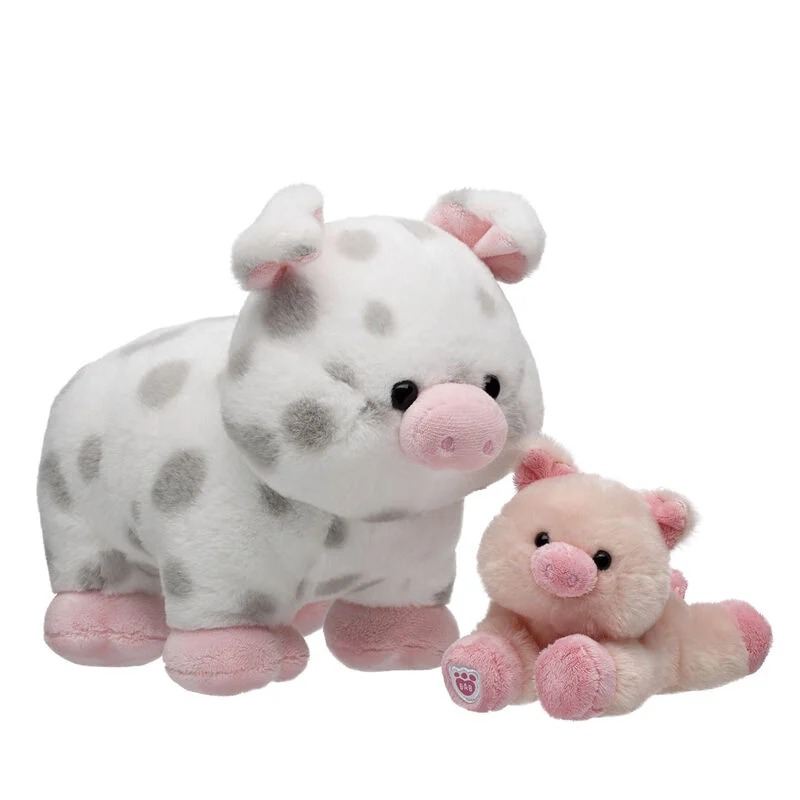 Spotted Pig Stuffed Animal with Fuzzy Pink Pig Mini Bean?