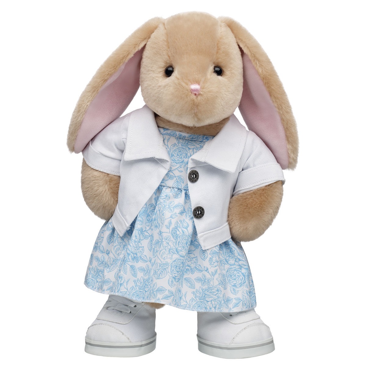 Pawlette Bunny Plush Floral Dress and Denim Jacket Gift Set