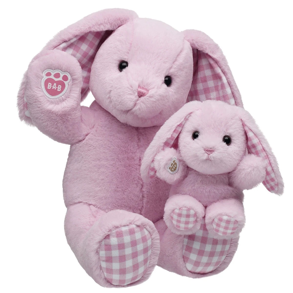 Pink Gingham Pawlette Bunny Plush with Mini Bean