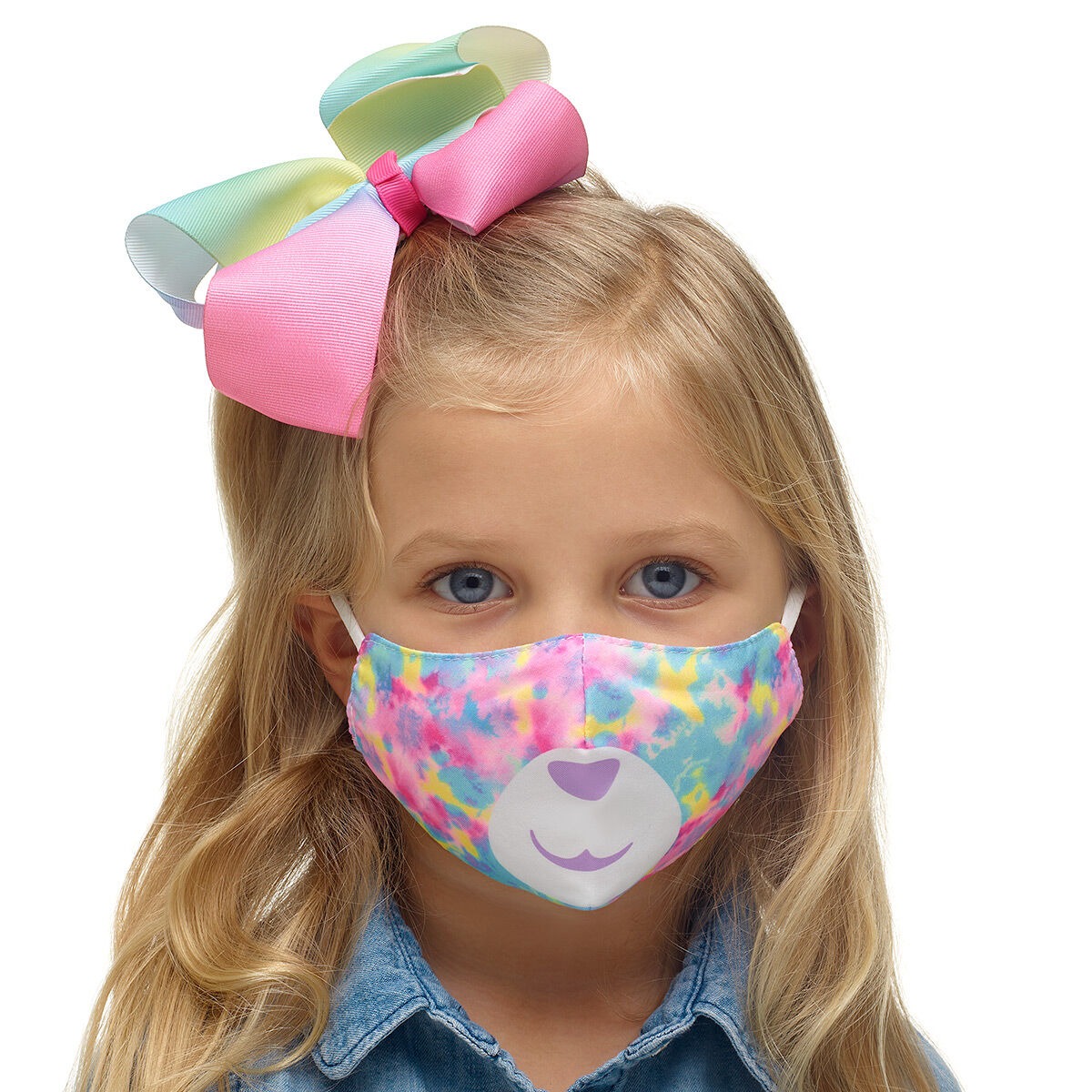 Child-Size Tie-Dye Bear Face Mask - Image 3