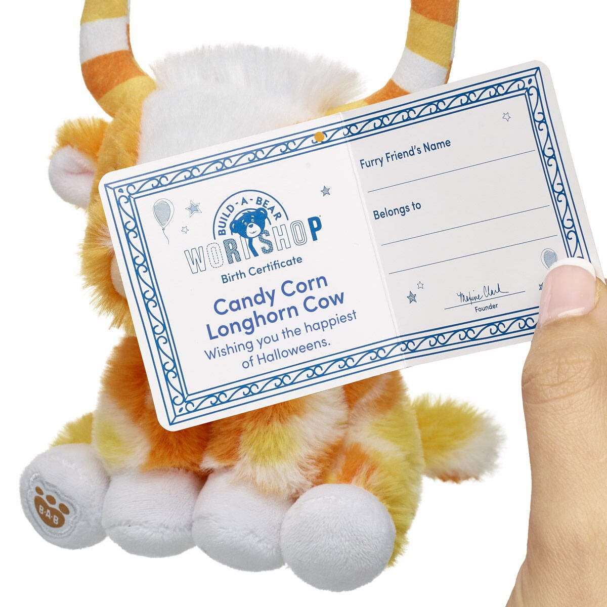 Build-A-Bear Mini Beans Candy Corn Longhorn Stuffed Animal - Image 3