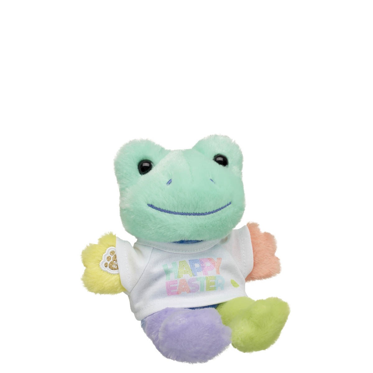 Build-A-Bear Mini Beans Hoppy Colors Frog Stuffed Animal with Happy Easter T-Shirt