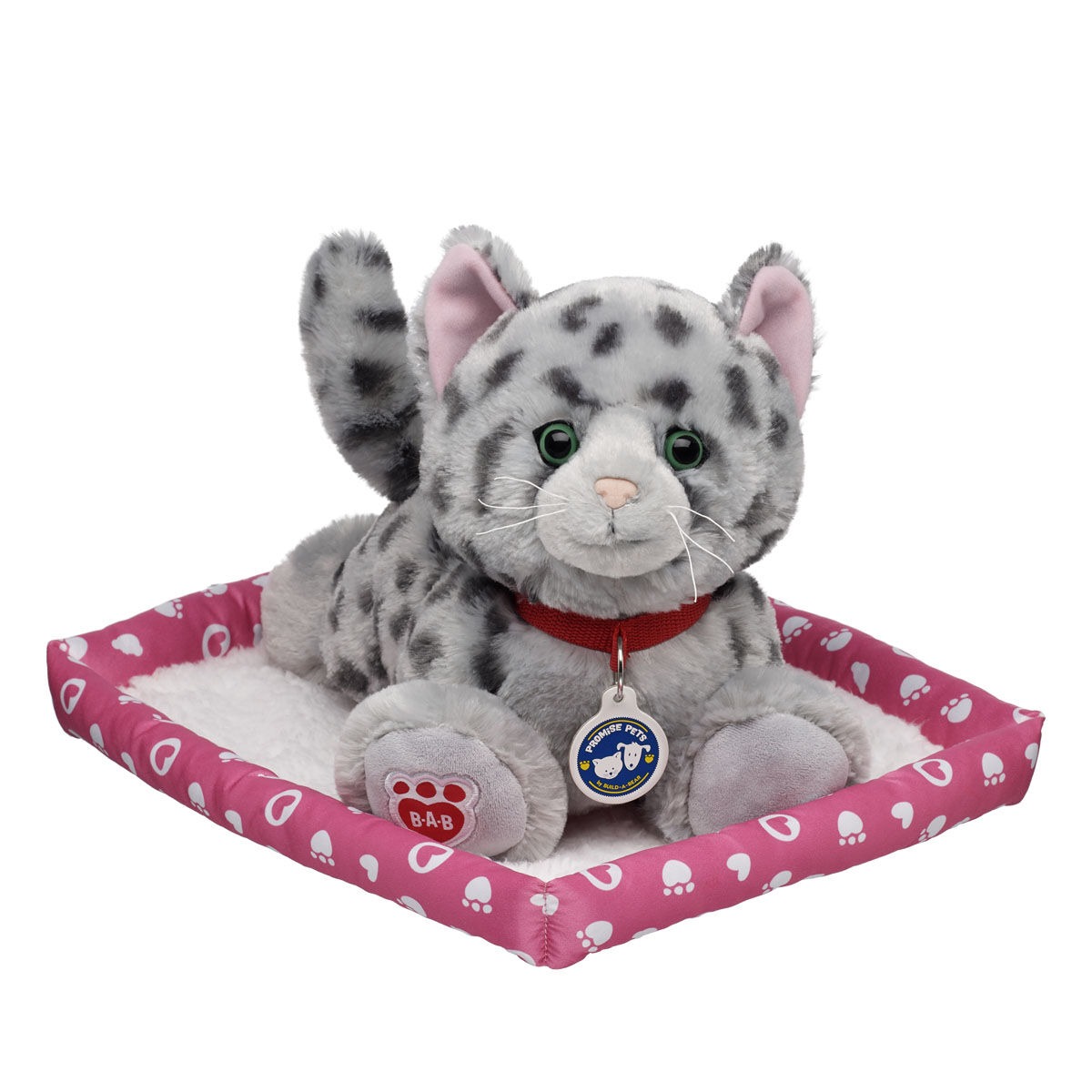 Promise Pets Ocicat Stuffed Animal with Pink Bed