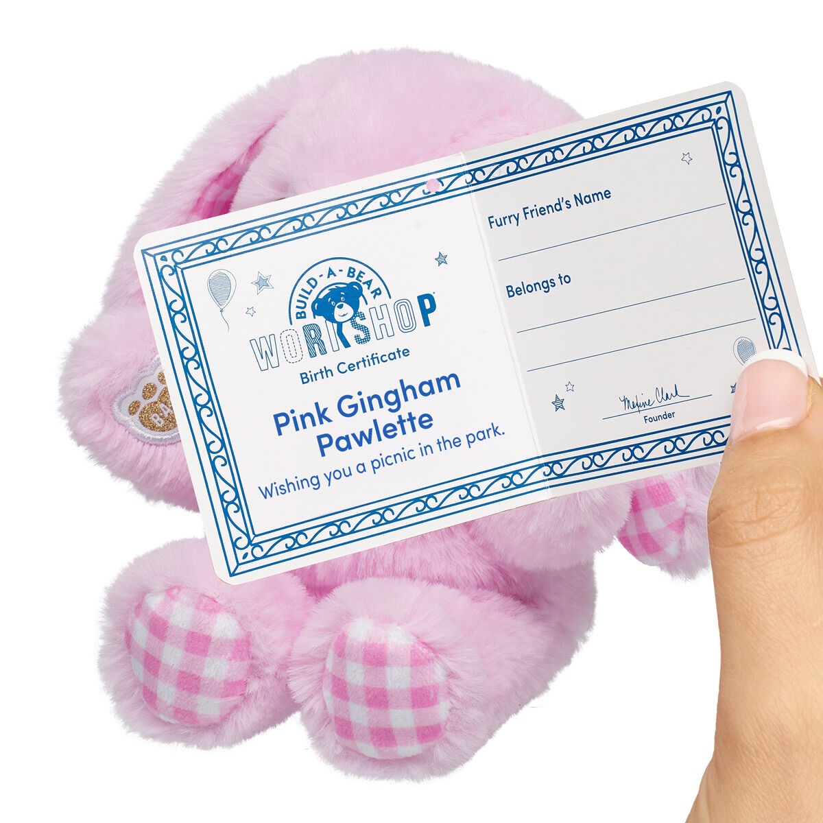 Build-A-Bear Mini Beans Pink Gingham Pawlette Bunny Plush - Limited Edition! - Image 3