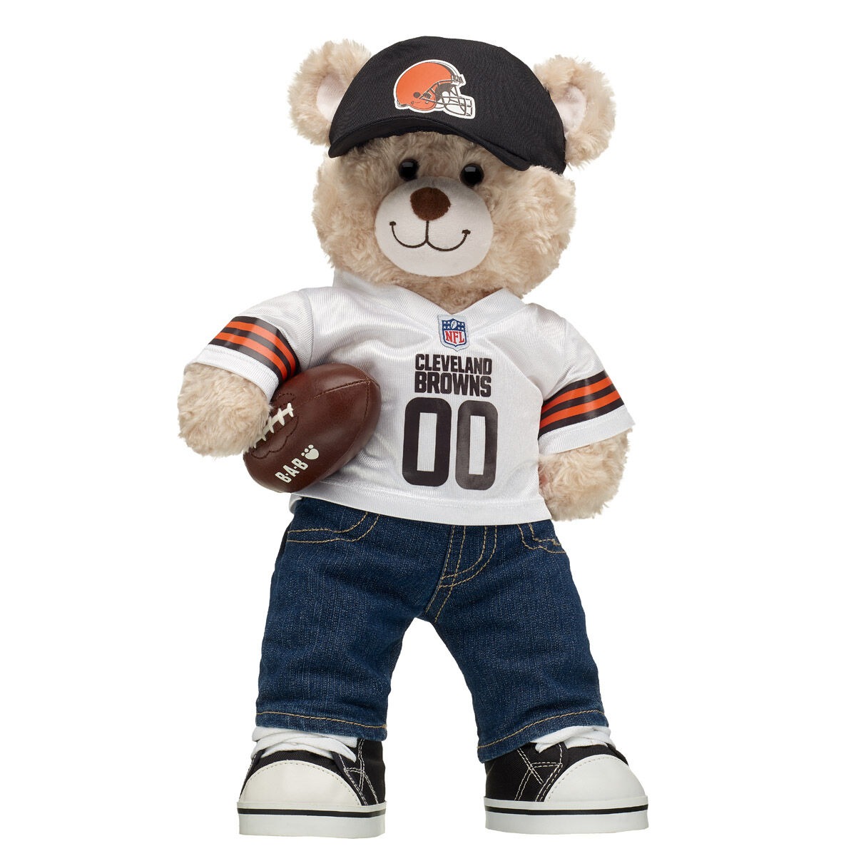 Happy Hugs Teddy Bear Cleveland Browns Fan Hat and Football Gift Set