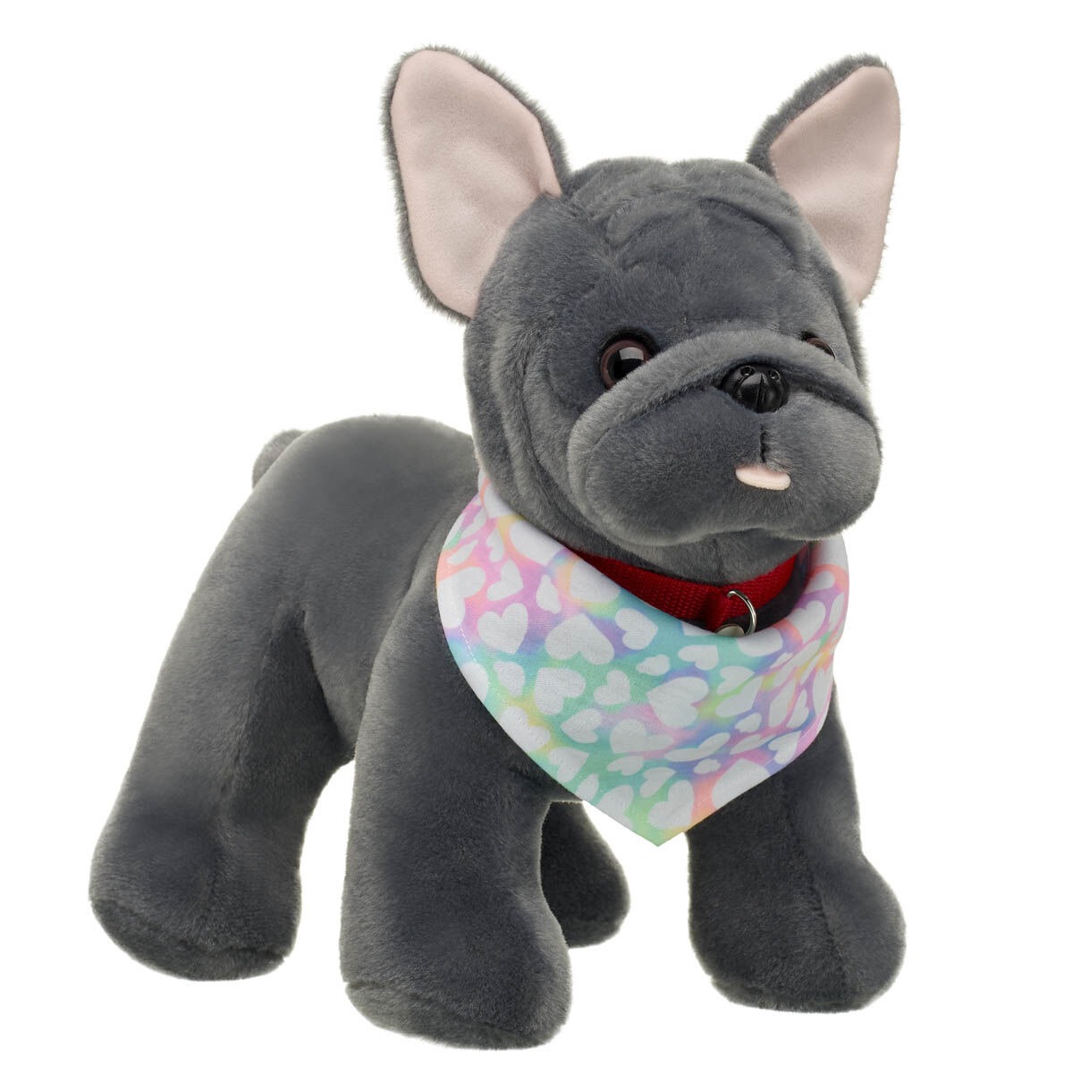 Promise Pets French Bulldog Stuffed Animal with Tie-Dye Hearts Bandana