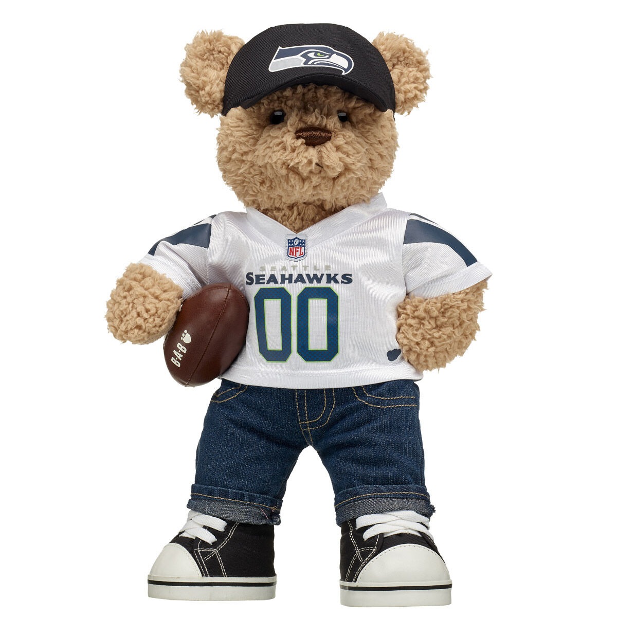 Timeless Teddy Bear Seattle Seahawks Fan Hat and Football Gift Set