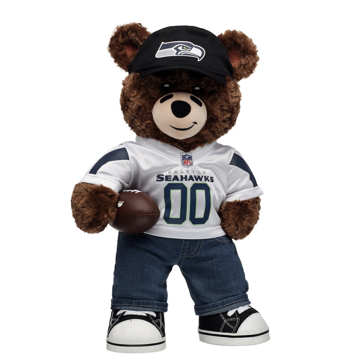 Football Bear Seattle Seahawks Fan Hat and Football Gift Set